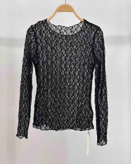 Transparant Top Flamant |Zwart