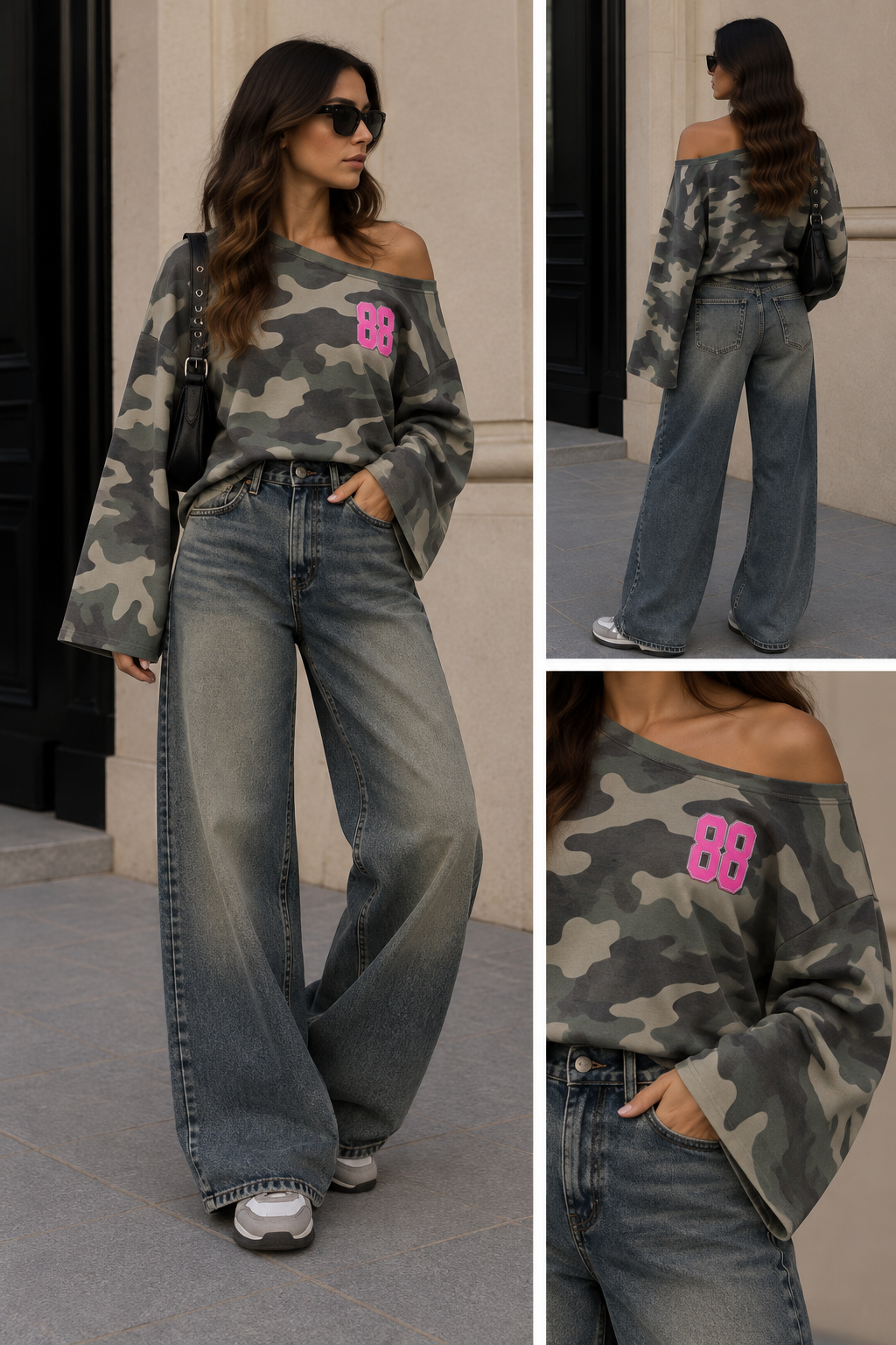 Sweater offshoulder 88  I Army