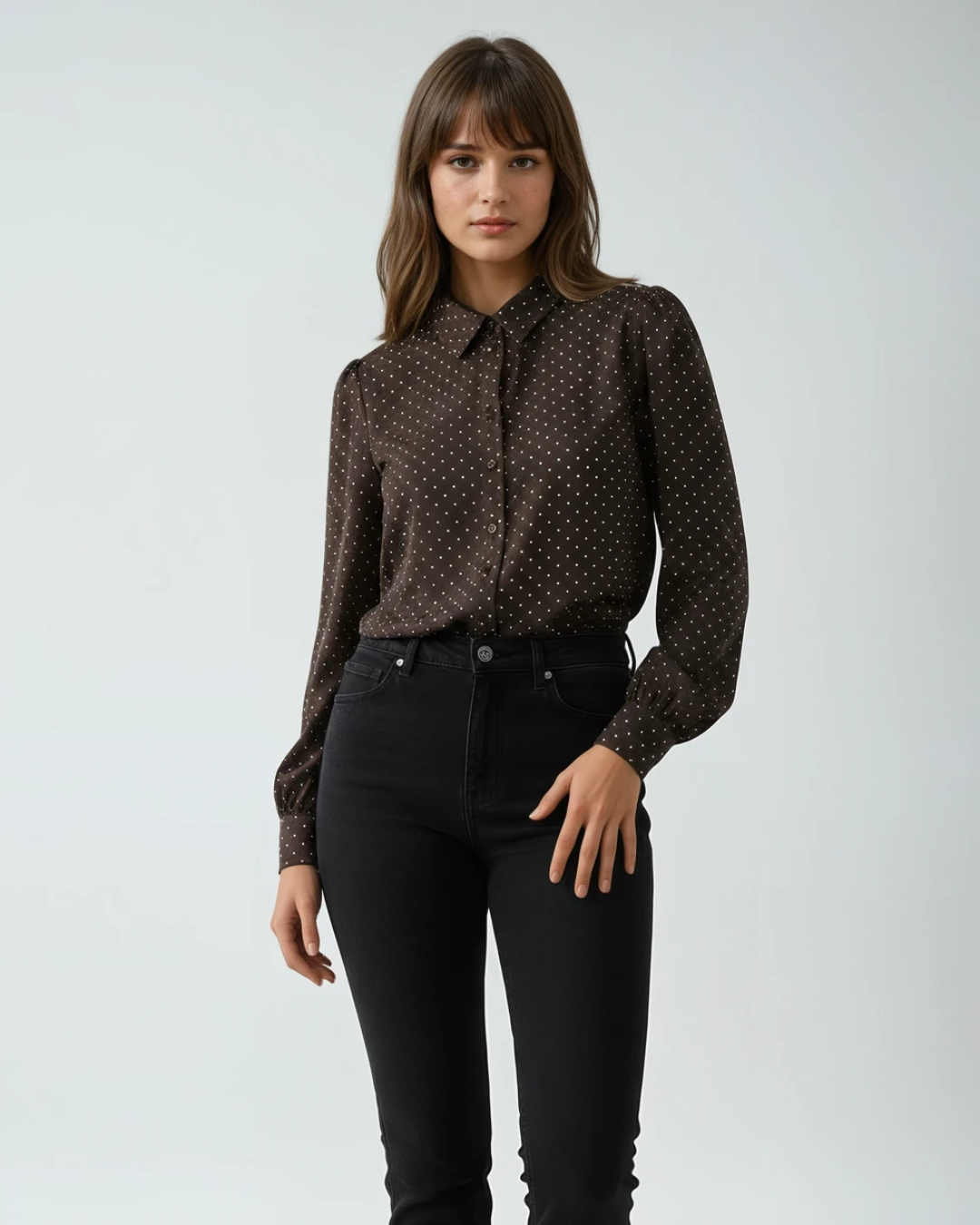 Blouse Strass | Bruin