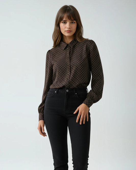 Blouse Strass | Bruin