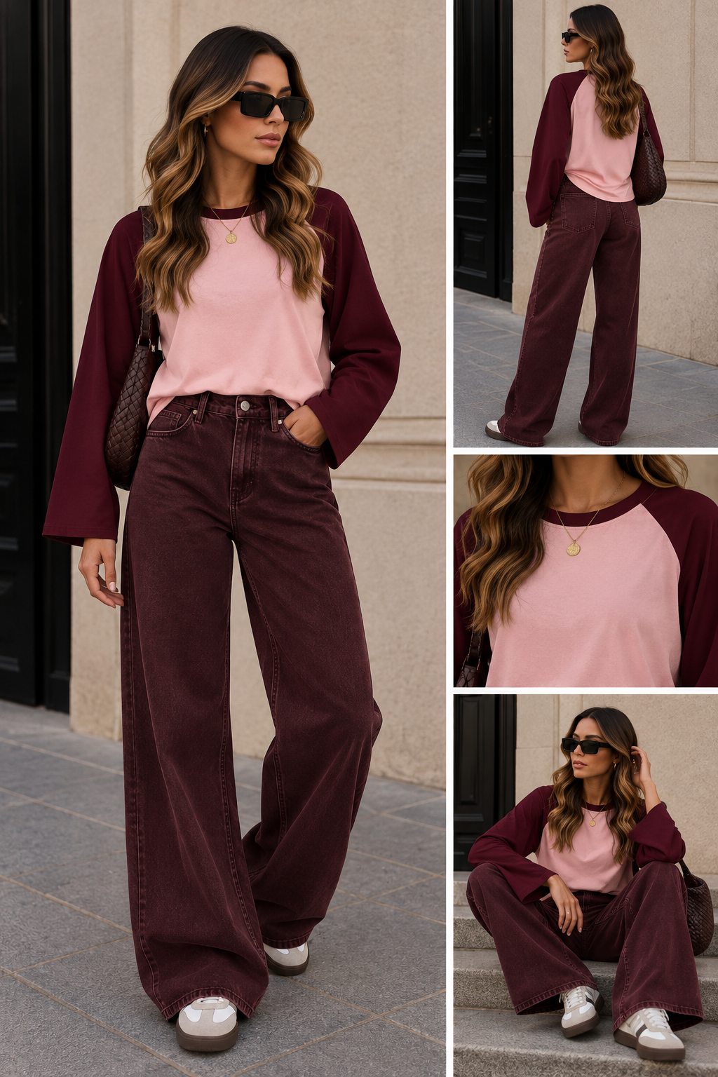 Longsleeve angel | Bordeaux/Rose