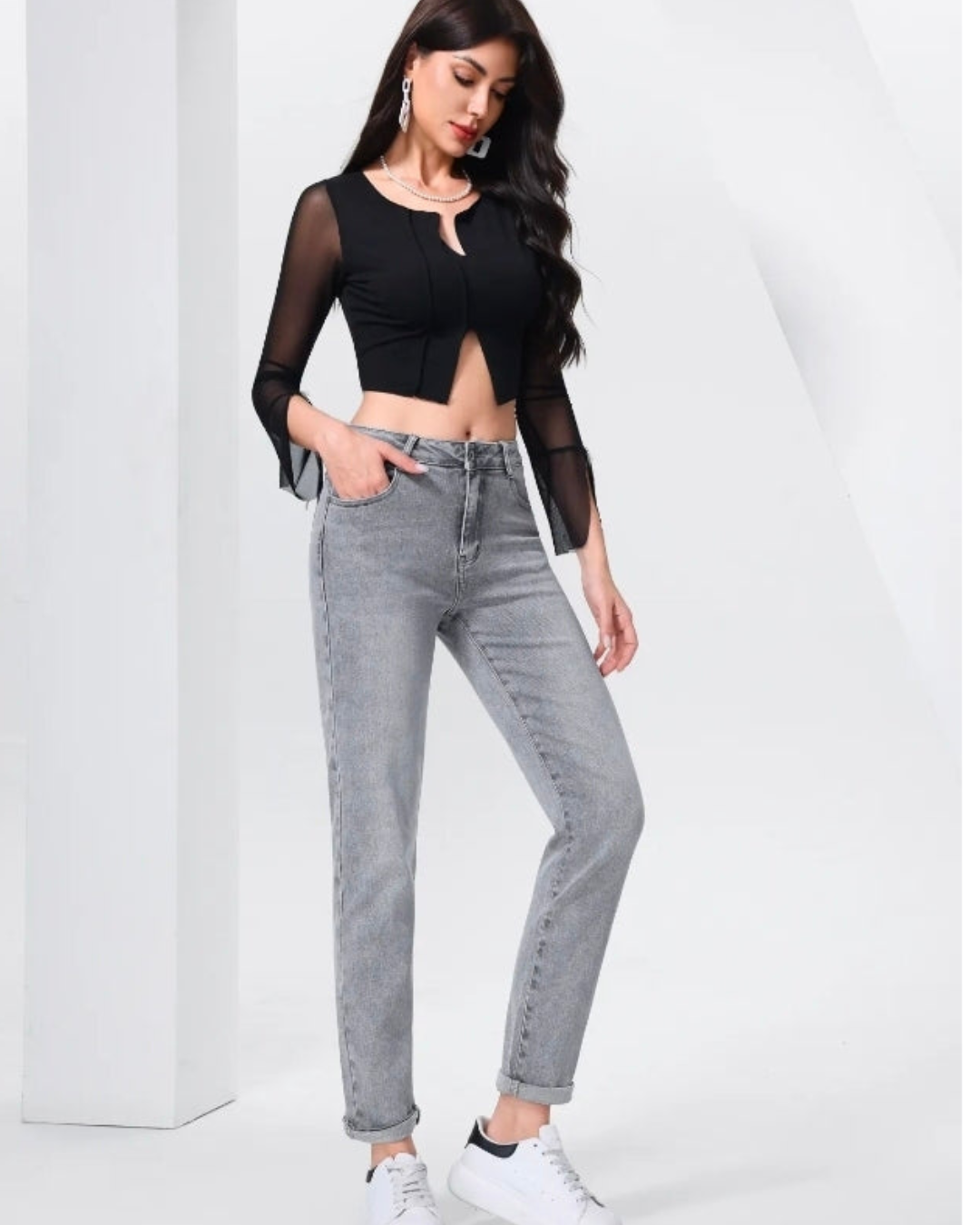 Mom Fit jeans I Grijs