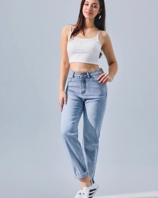 Hello- Miss Ballon Jeans | Glitter / Strass