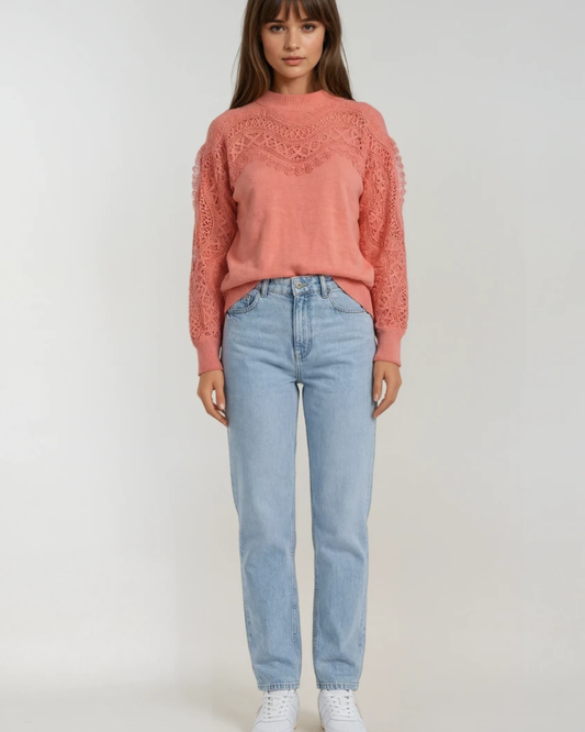 Trui Kante hals I Brique