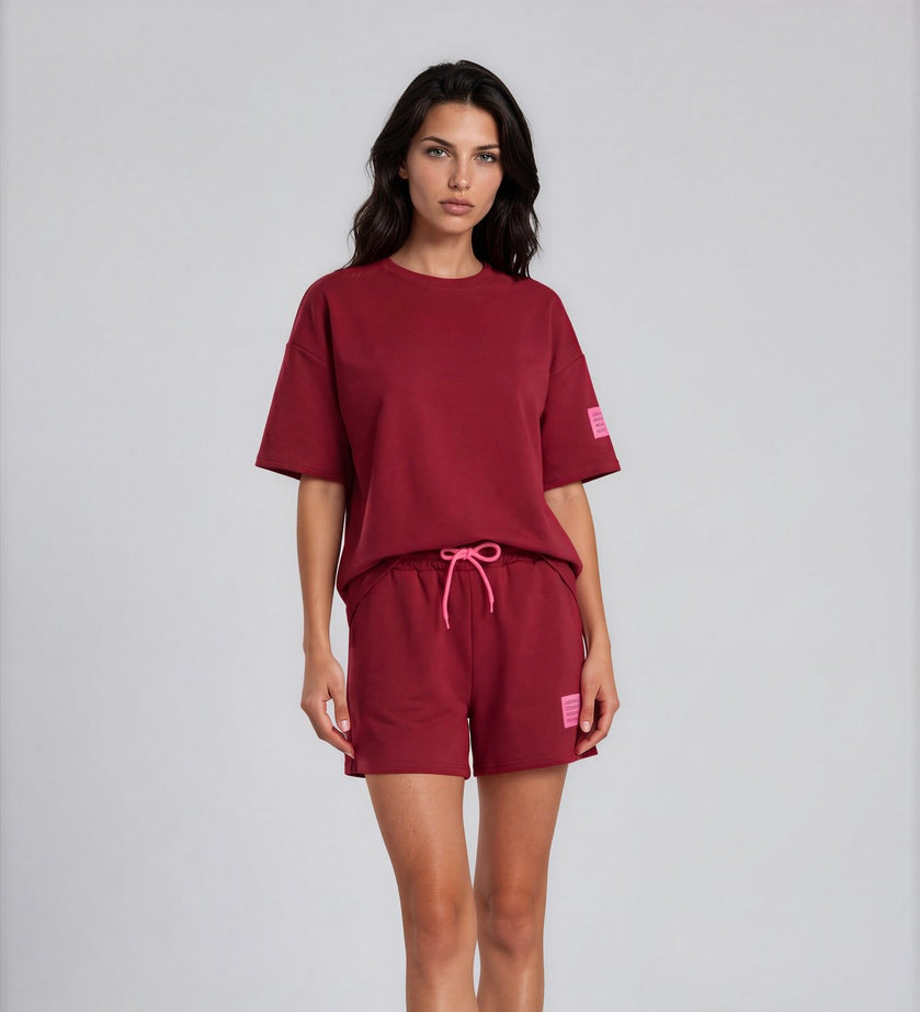 Comfy set badge summer I Bordeau/Rose