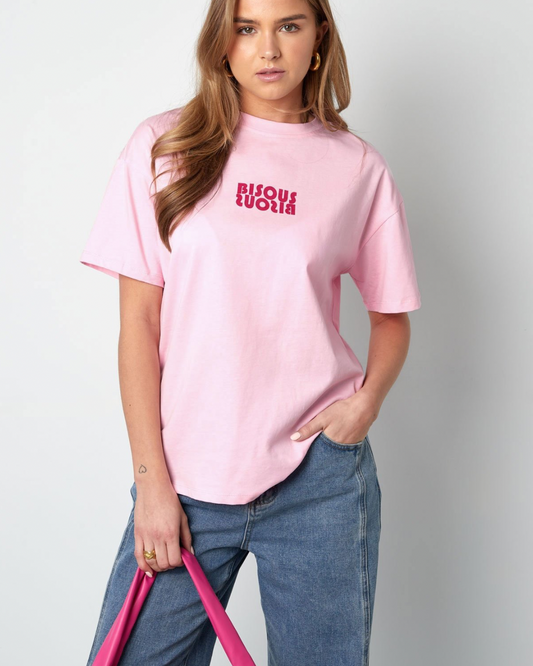 T-shirts Bisous oversized|Rose