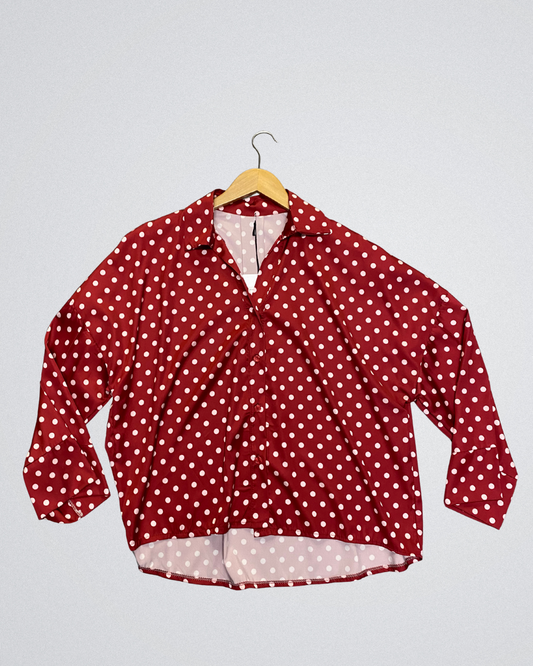 Blouse Stippen Satijn | Bordeau