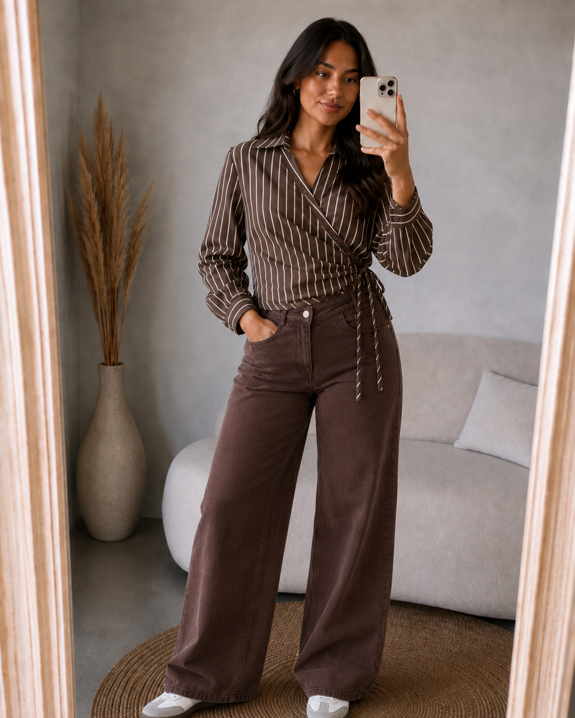 Blouse Strik Streep I Bruin