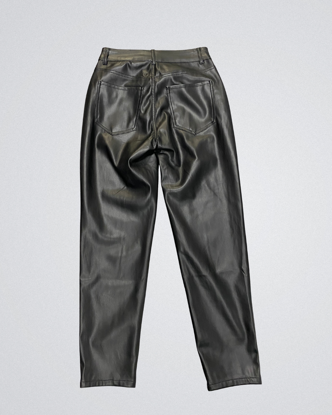 Leather look broek Straight I Zwart