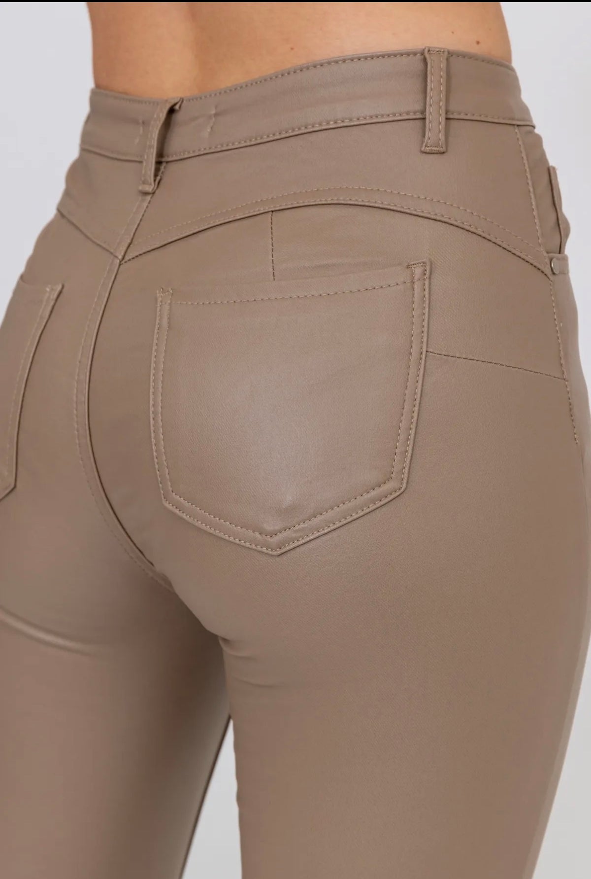 Leather Look Skinny | Taupe