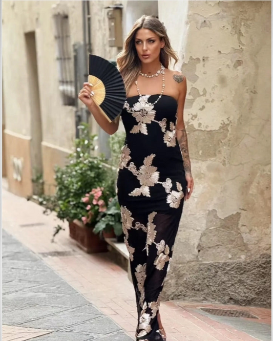 Jurk Miami | Zwart / Beige