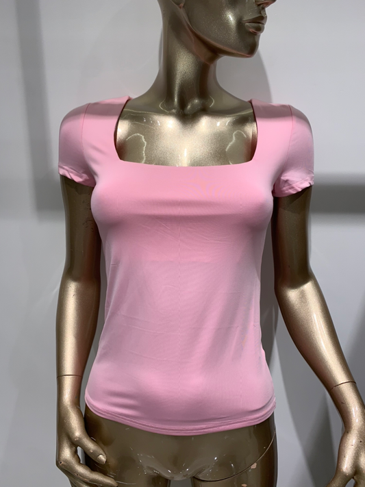 Vierkant Hals Top Korte mouw | Rose