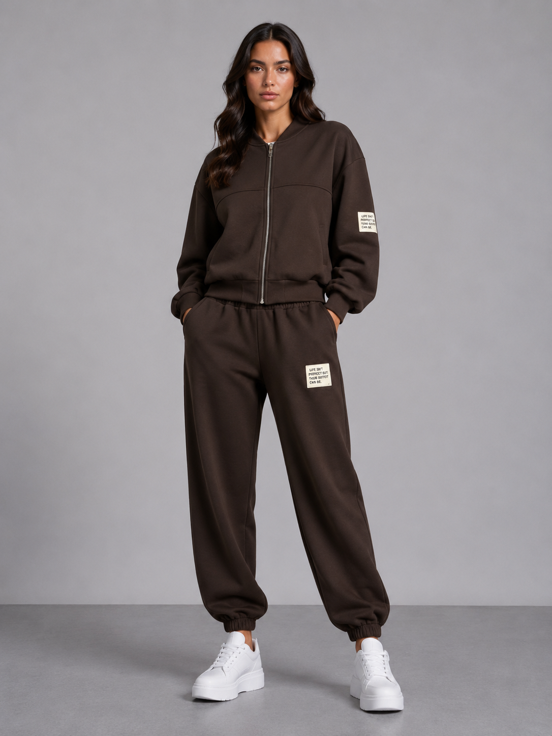 Comfy set badge Vest I Choco