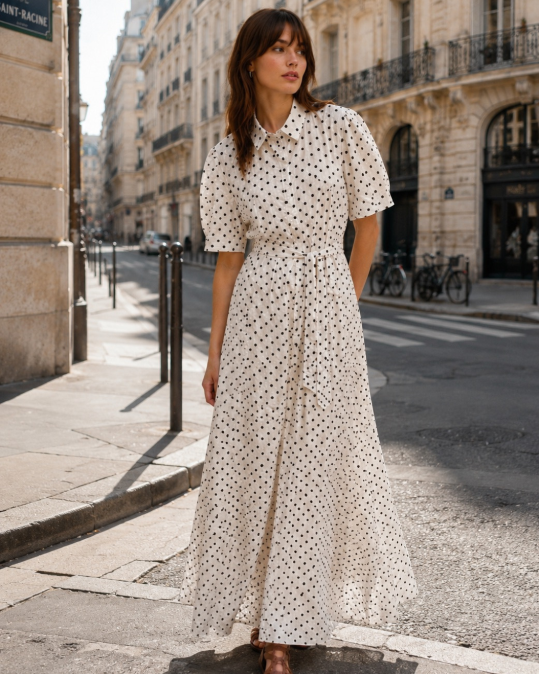 Blouse jurk dots I wit