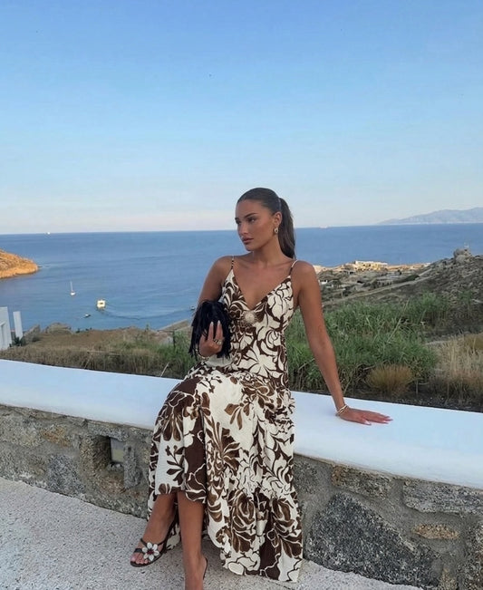 Jurk Monaco | Bruin/ beige
