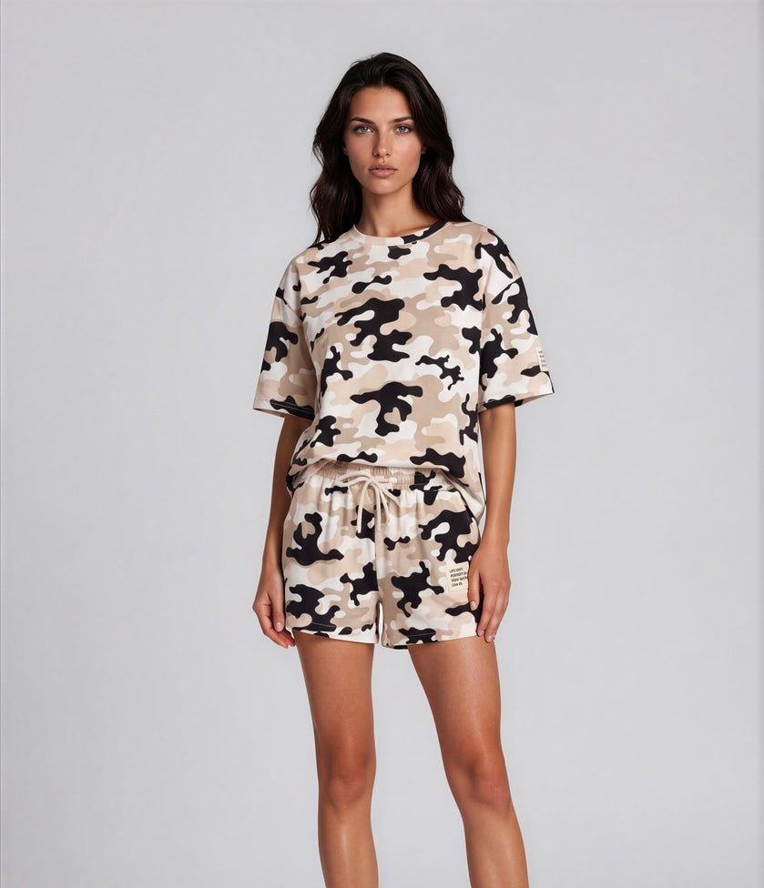 Comfy set badge summer I Camouflage Beige