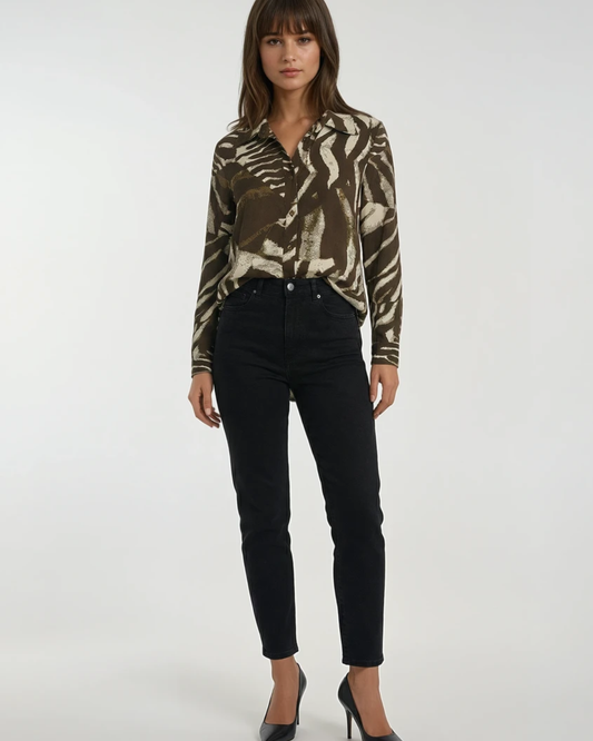 Blouse Panther Travelstof | Bruin