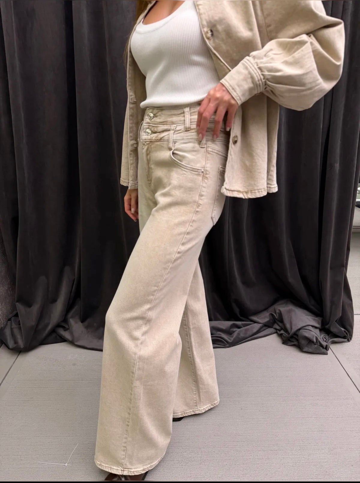 Wide-Leg dubbel knoop | camel wash