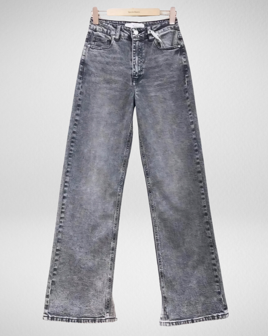 Queen Hearts Wide-Leg Jeans high rise I Grijs