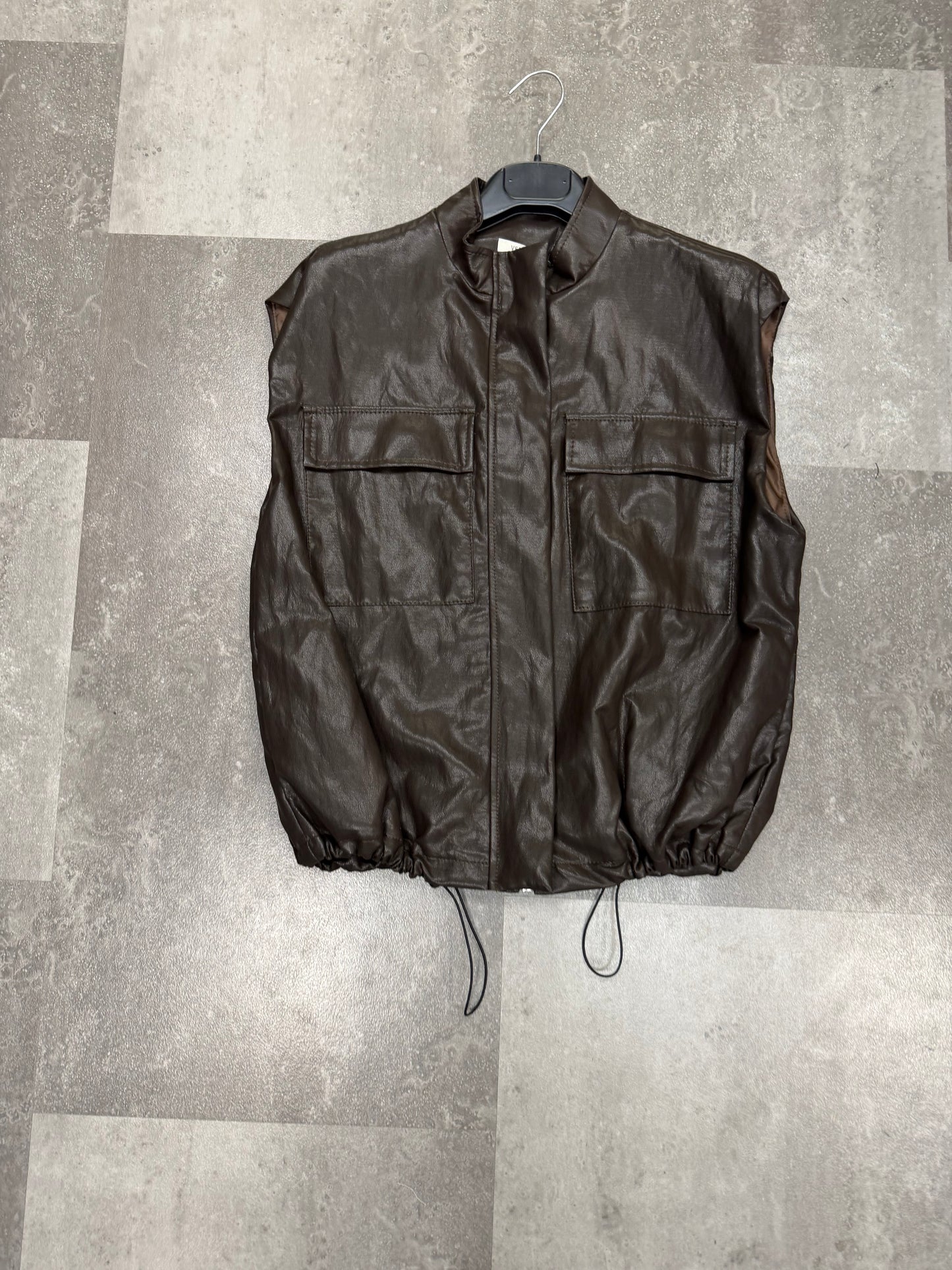 Gilet Leatherlook I Bruin