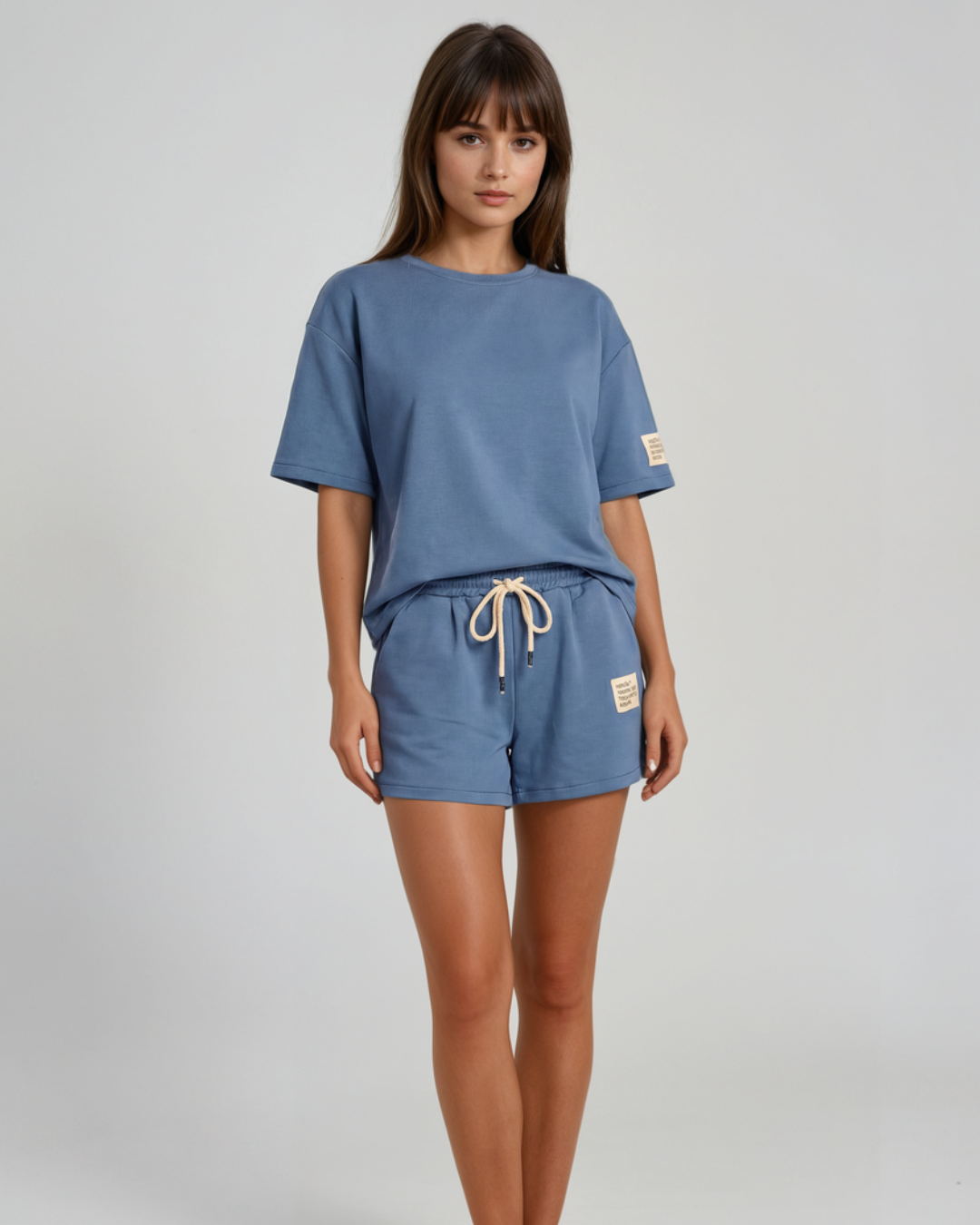 Comfy set badge summer I Jeans Blauw