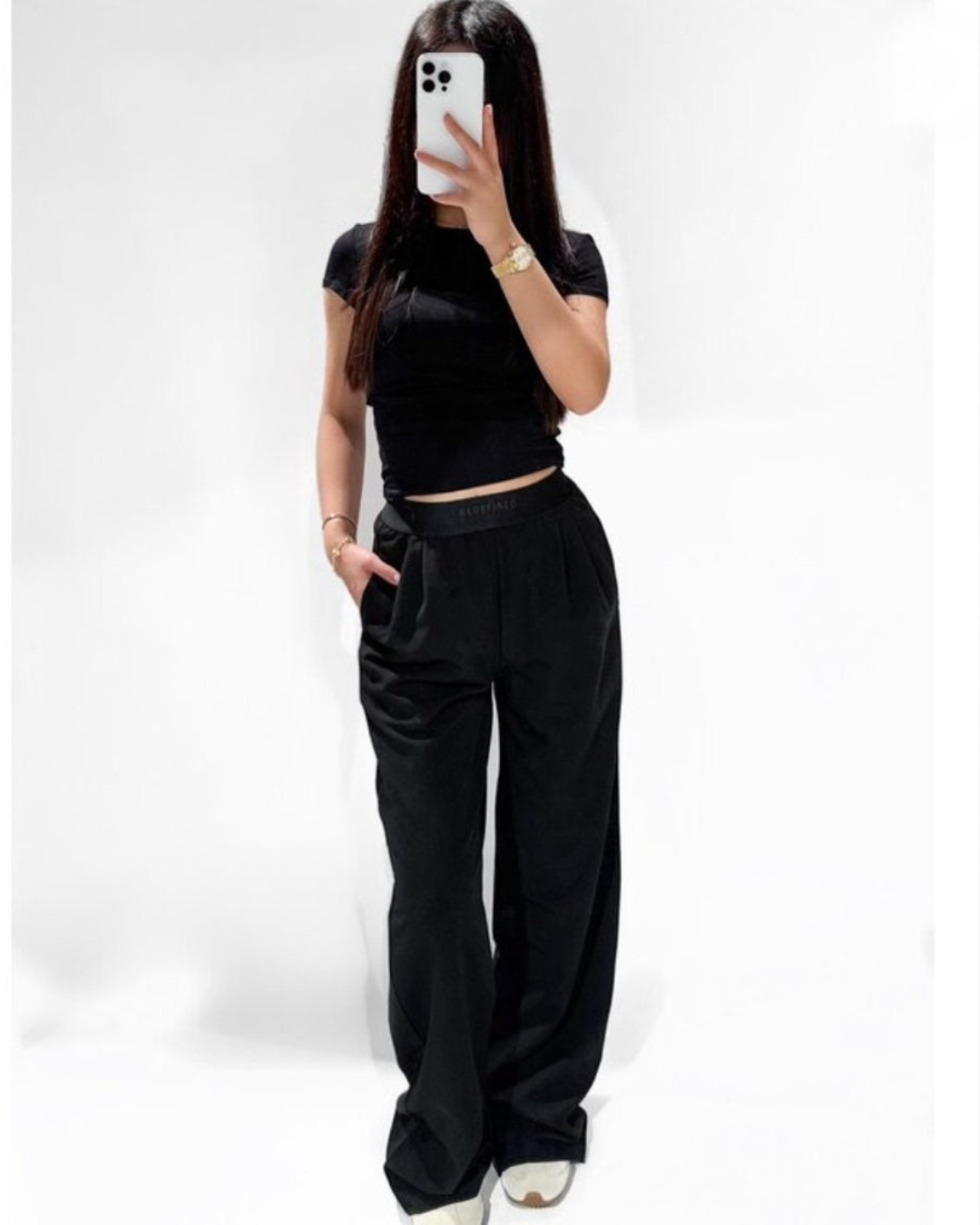 Broek Wide-Leg Stretch band | Zwart