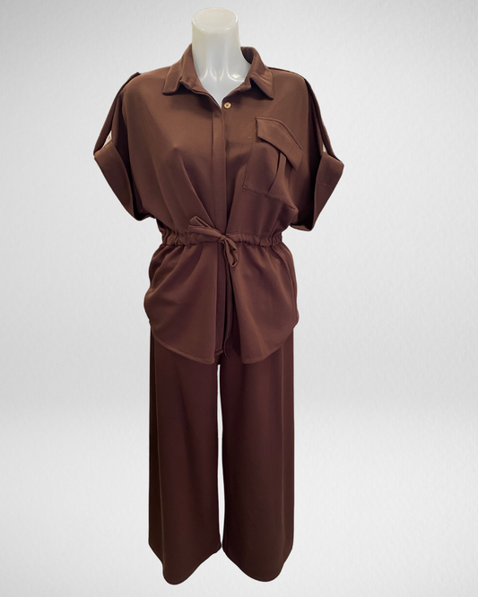 Blouse setje I Donker bruin