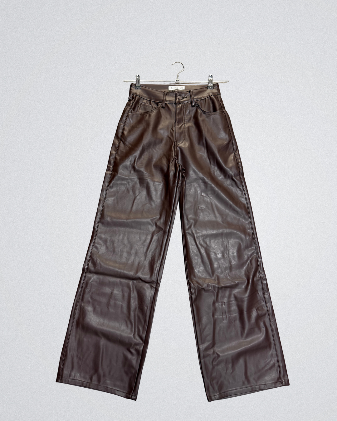 Wide-Leg Leather Look gecoat| Bruin