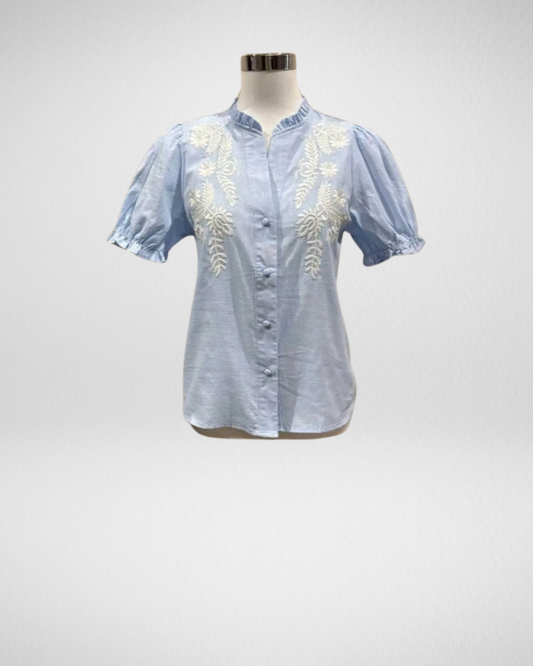 Blouse Rond hals | Blauw