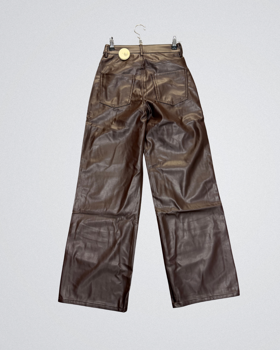 Wide-Leg Leather Look gecoat| Bruin