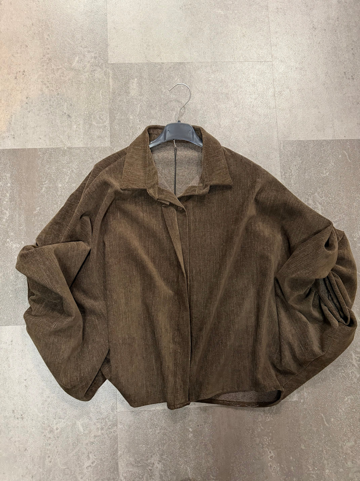 Blouse stof Lurex Vlindermouw I Bruin