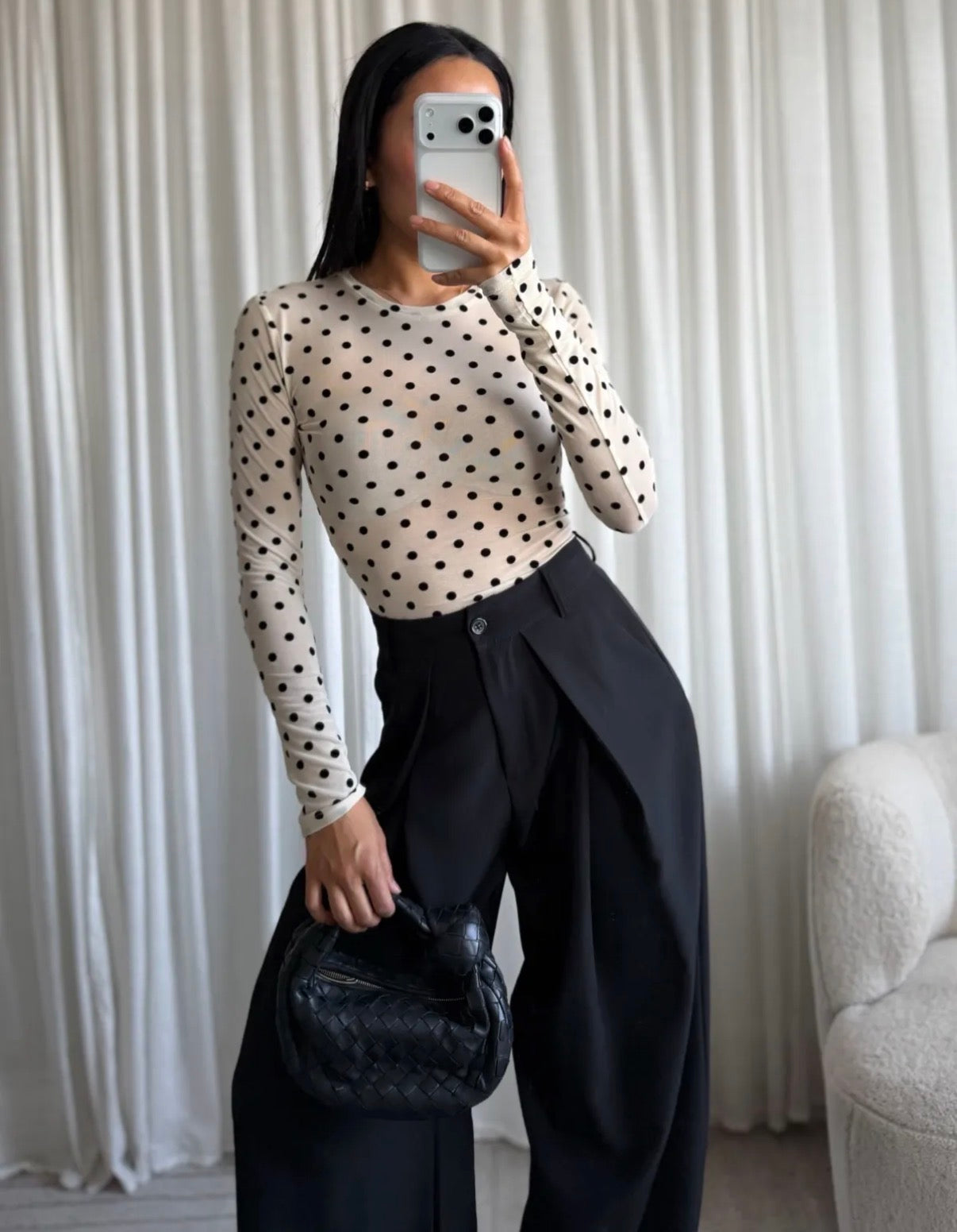 Lace top dots | Creme
