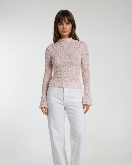 Transparant Top Trompet mouw | Rose