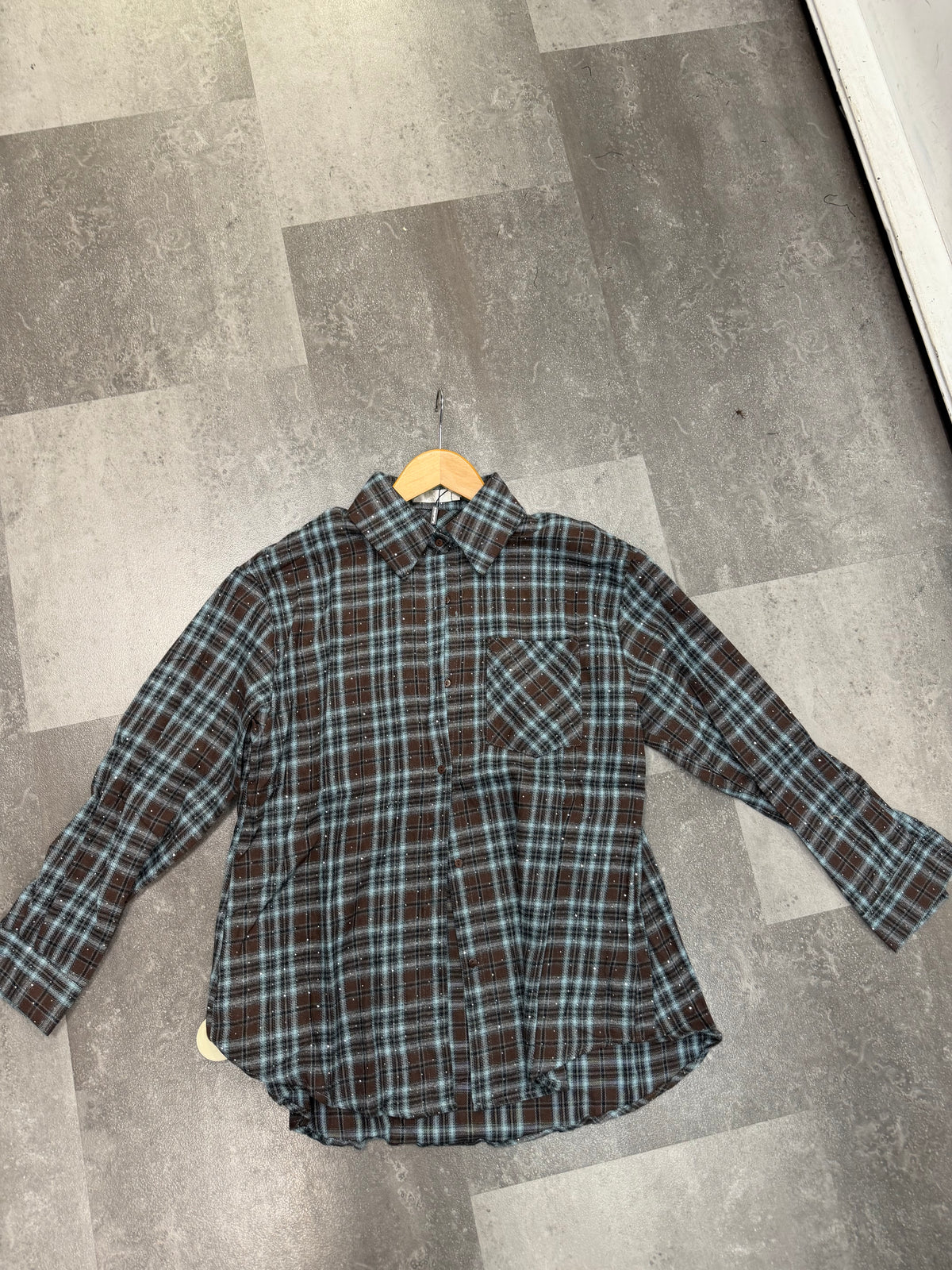 Blouse Ruit glitter I Blauw