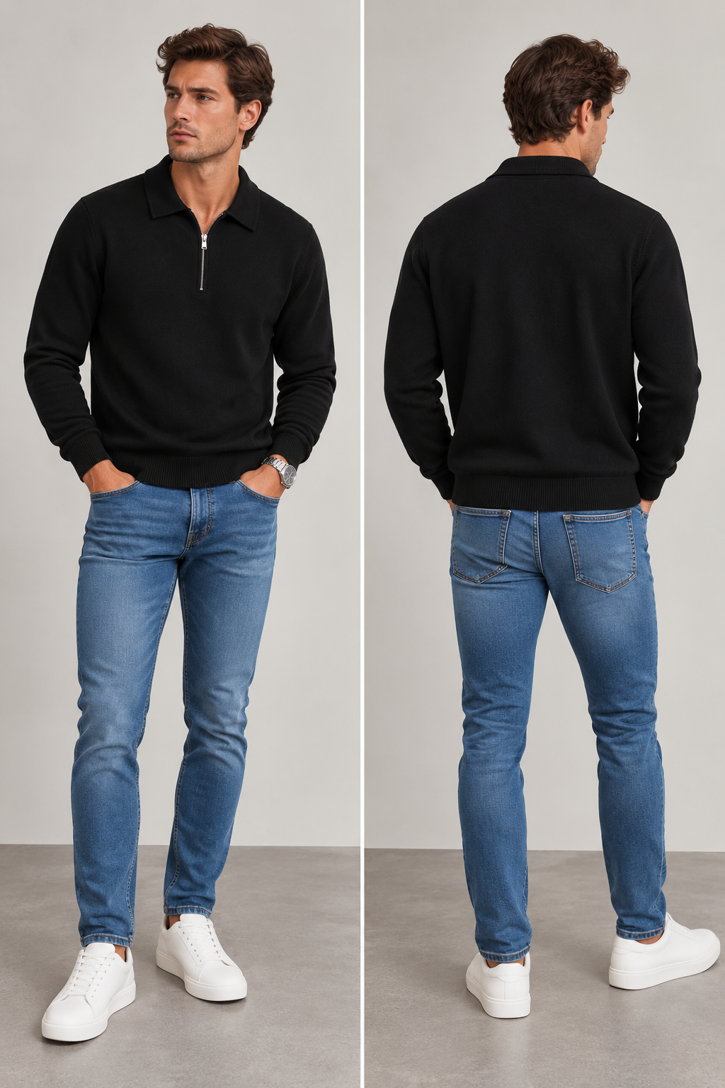 Heren Trui James Halfzip| Zwart