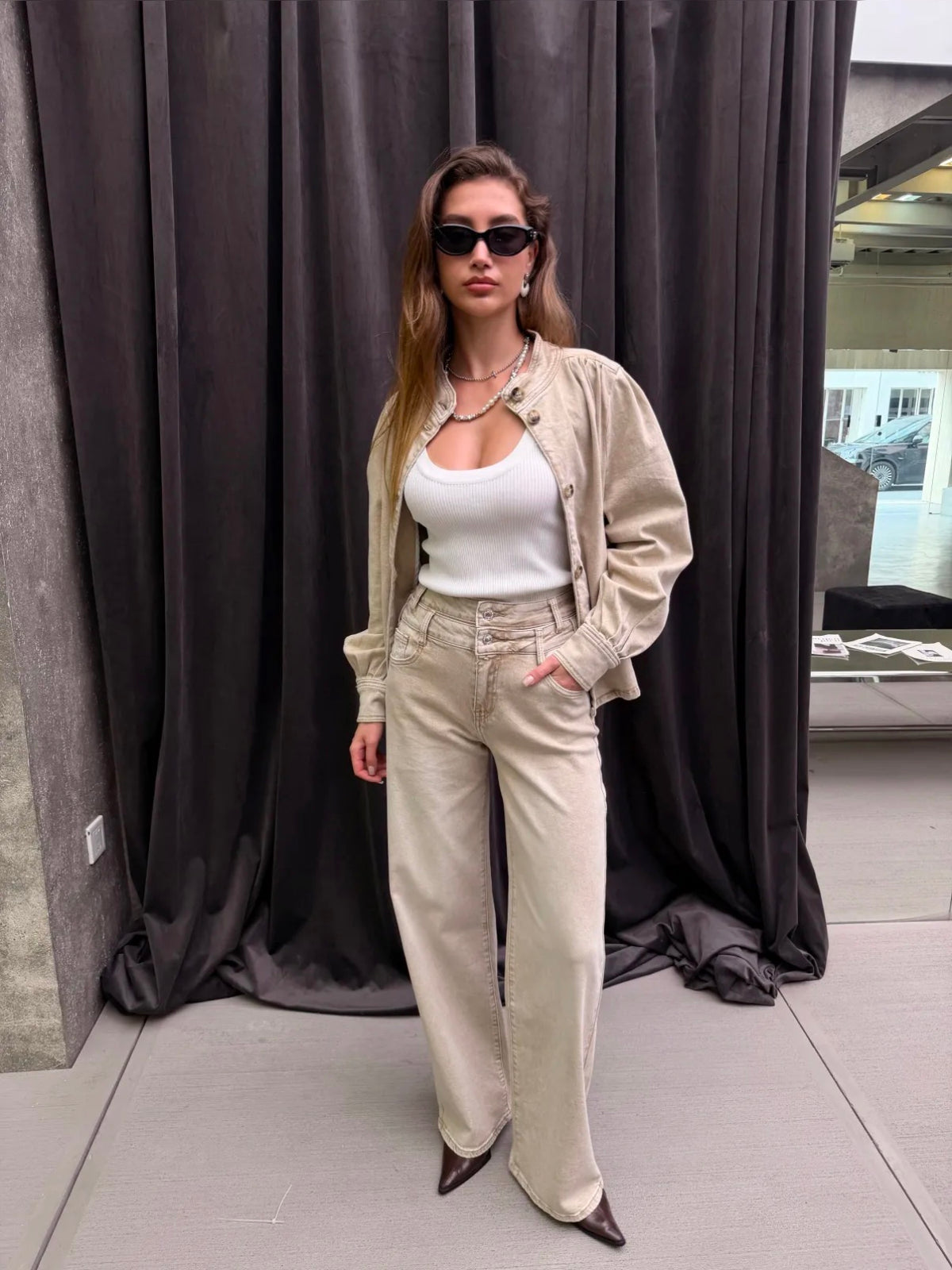 Wide-Leg dubbel knoop | camel wash