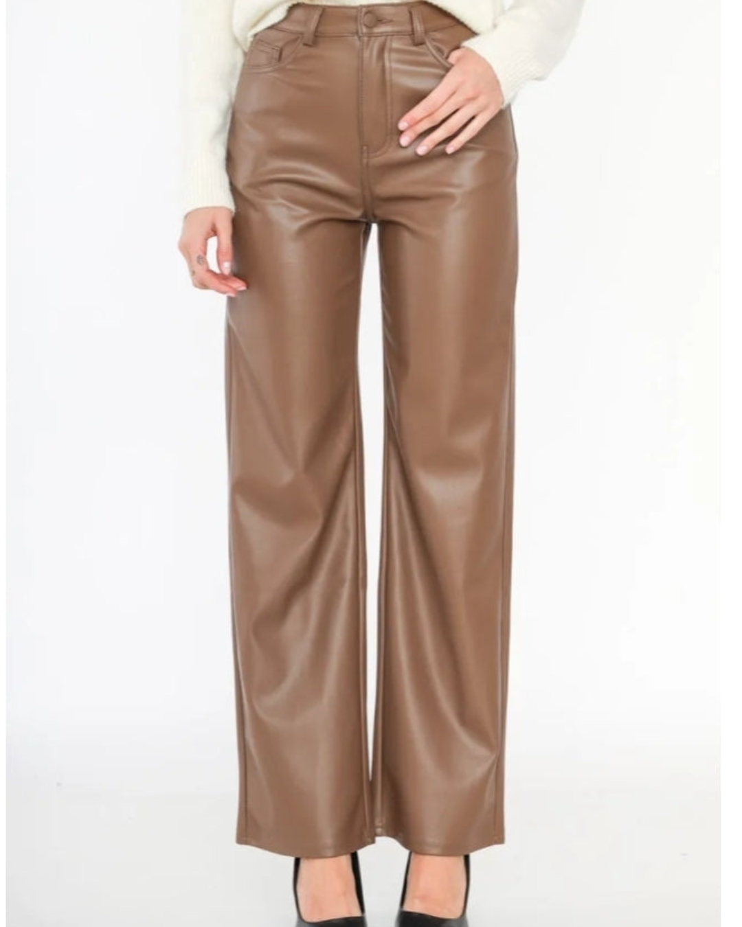 Wide-Leg Leather look | Taupe
