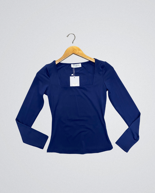 Vierkant Hals Top I Navy