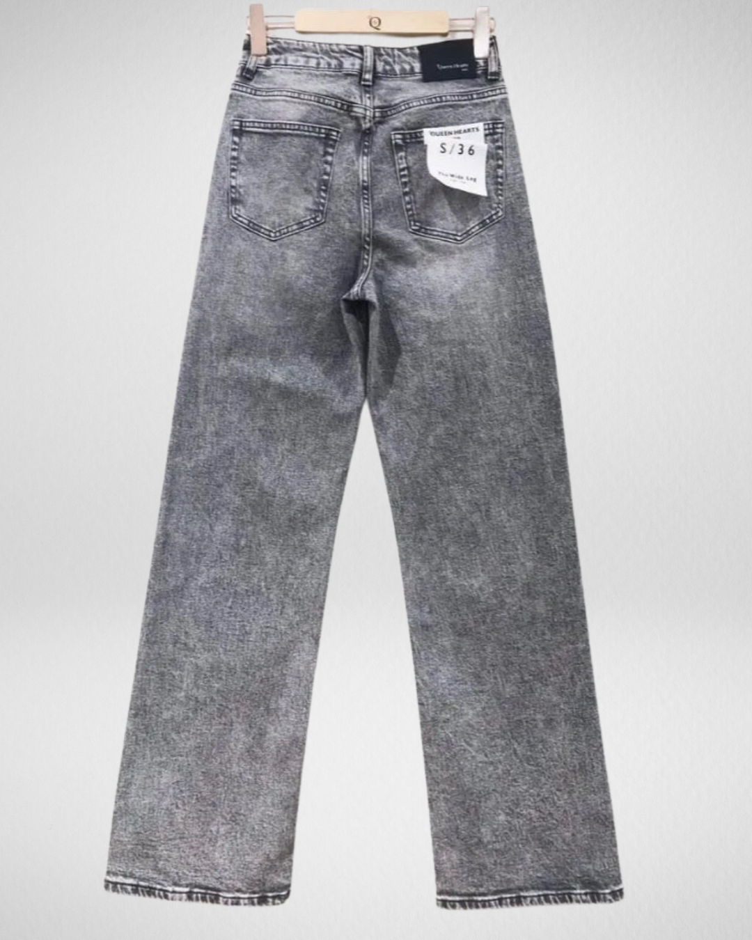 Queen Hearts Wide-Leg Jeans high rise I Grijs