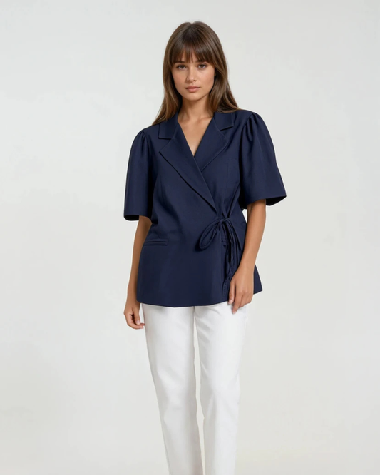 Blazer strik korte mouw | Navy