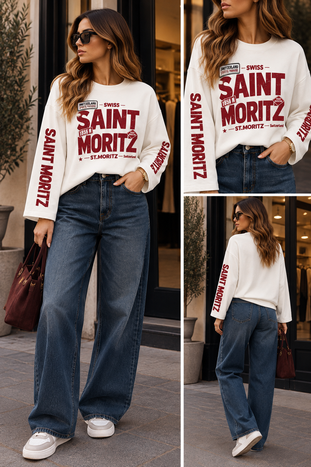 Longsleeve Saint Moritz | Wit/ Rood
