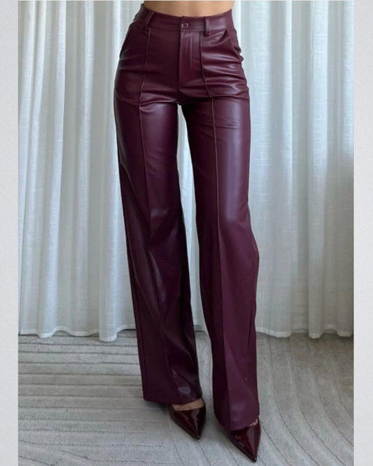 Wide-Leg Leather Look | Bordeau