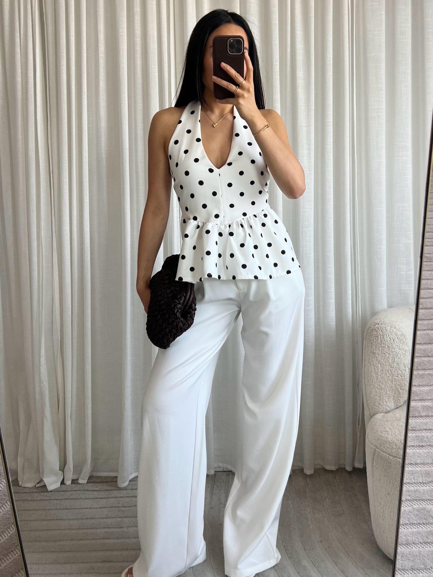 Preplum Halter top dots | Wit