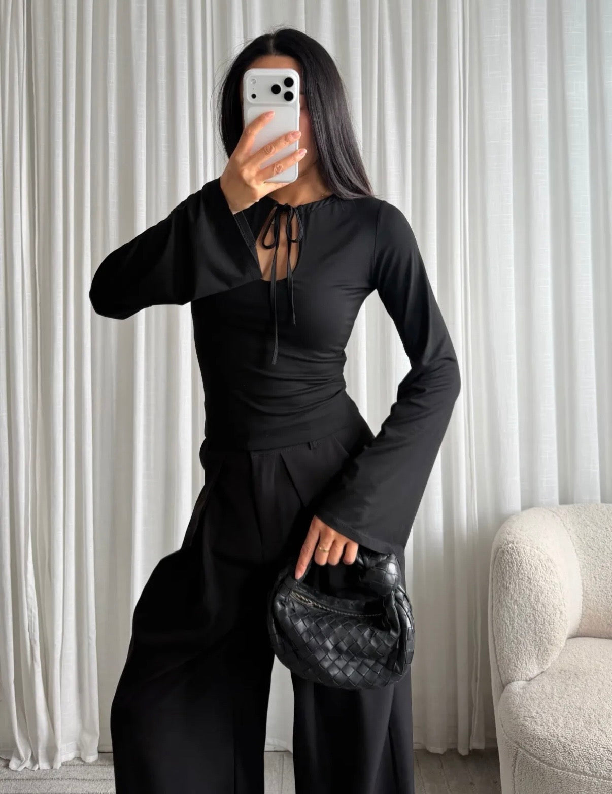 Top Flare sleeve | Zwart