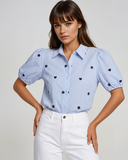 Blouse Gimme Richery Hartjes I Blauw