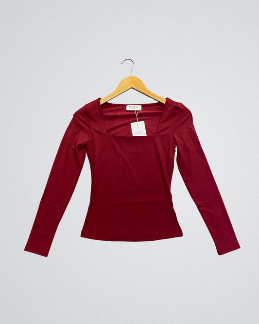 Vierkant Hals Top | Bordeau