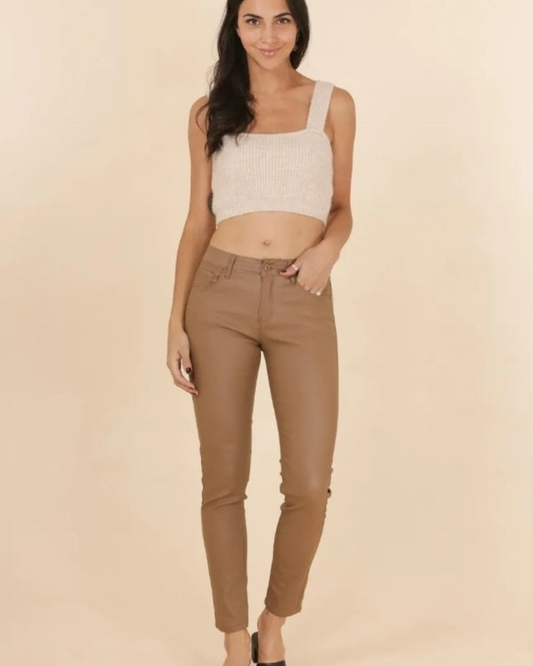 Leather Look Skinny | Taupe
