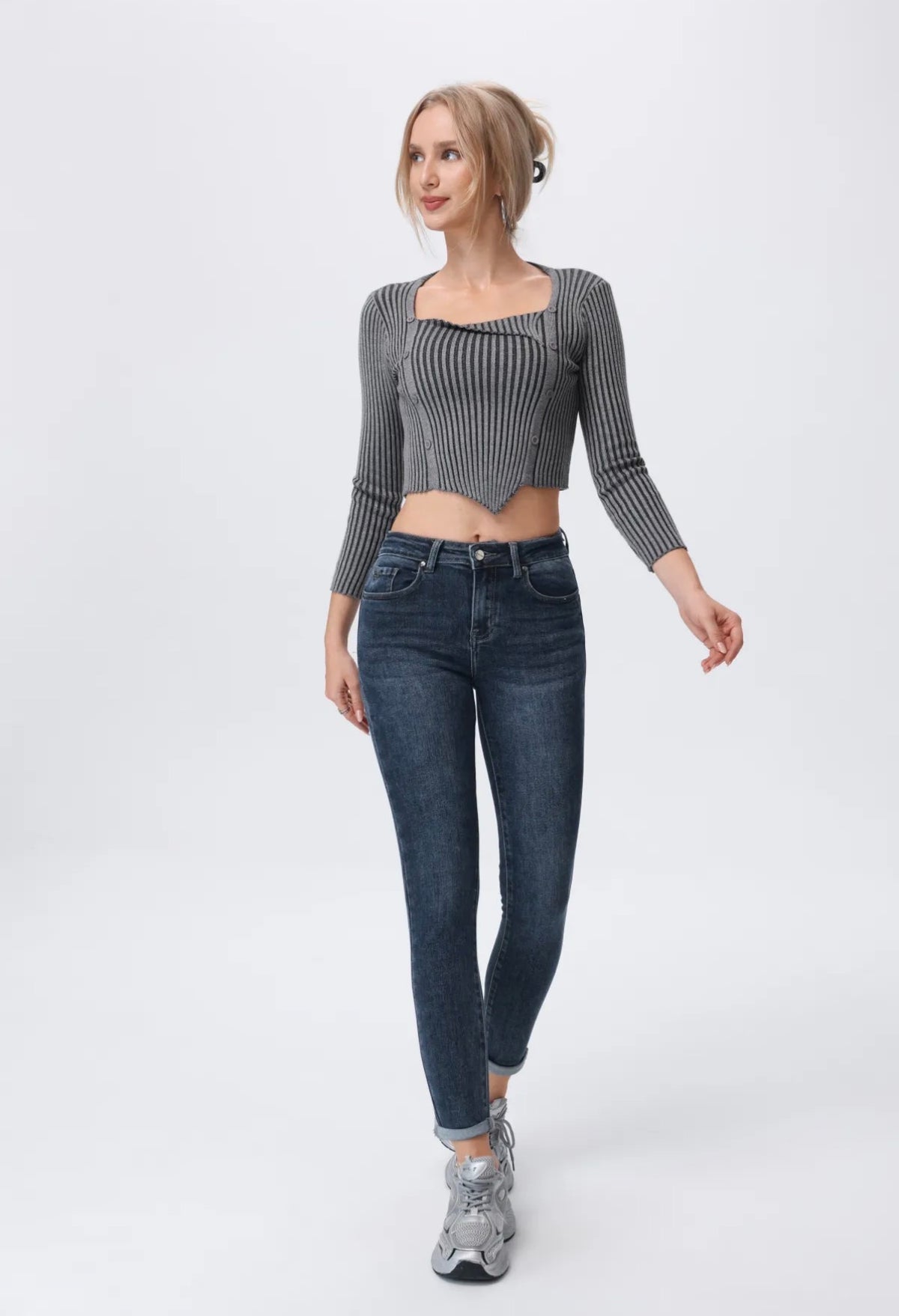 Skinny jeans Mid-Waist | Donker Blauw