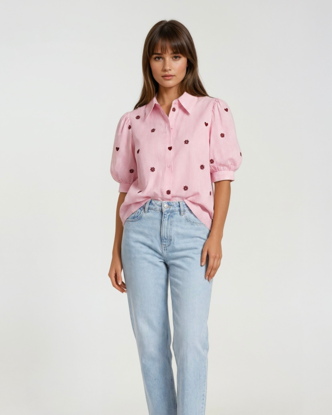 Blouse Gimme Richery bloem I Rose/ Bordeaux