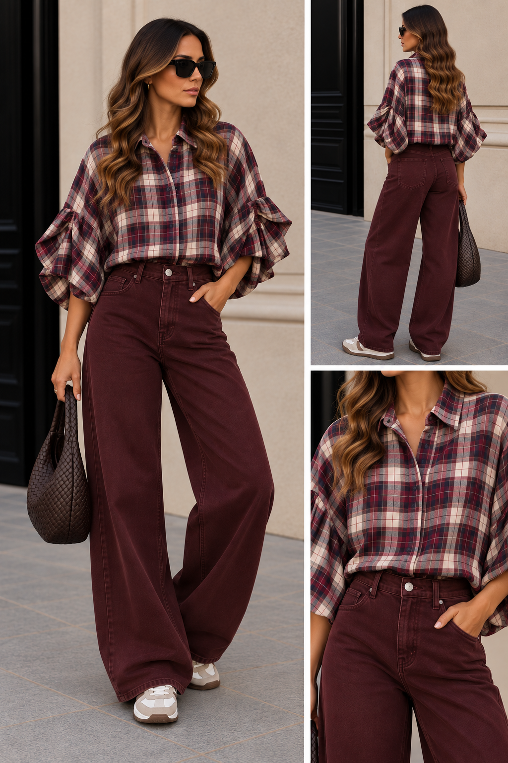 Blouse stof houthakker Vlindermouw I Bordeaux